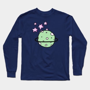 Cute planet and stars illustration Long Sleeve T-Shirt